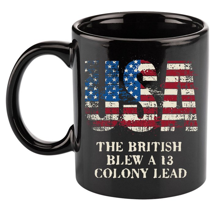 The British Blew A 13 Colony Lead Funny 4th Of July 11oz C Handle Ceramic Mug