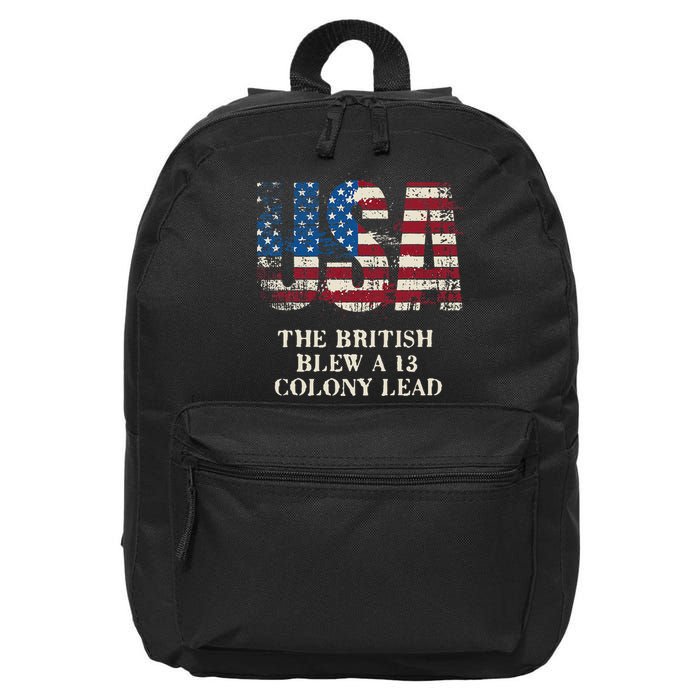 The British Blew A 13 Colony Lead Funny 4th Of July 16 in Basic Backpack