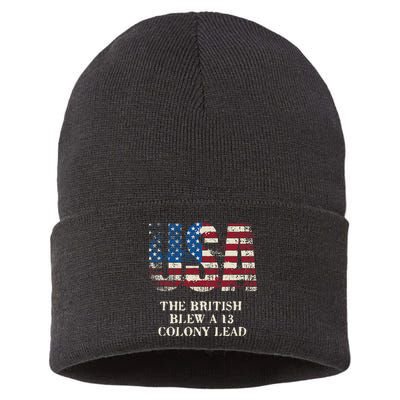 The British Blew A 13 Colony Lead Funny 4th Of July Sustainable Knit Beanie