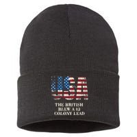The British Blew A 13 Colony Lead Funny 4th Of July Sustainable Knit Beanie