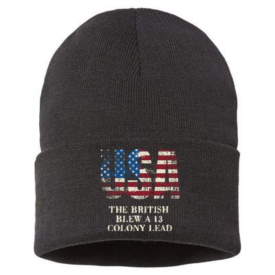 The British Blew A 13 Colony Lead Funny 4th Of July Sustainable Knit Beanie