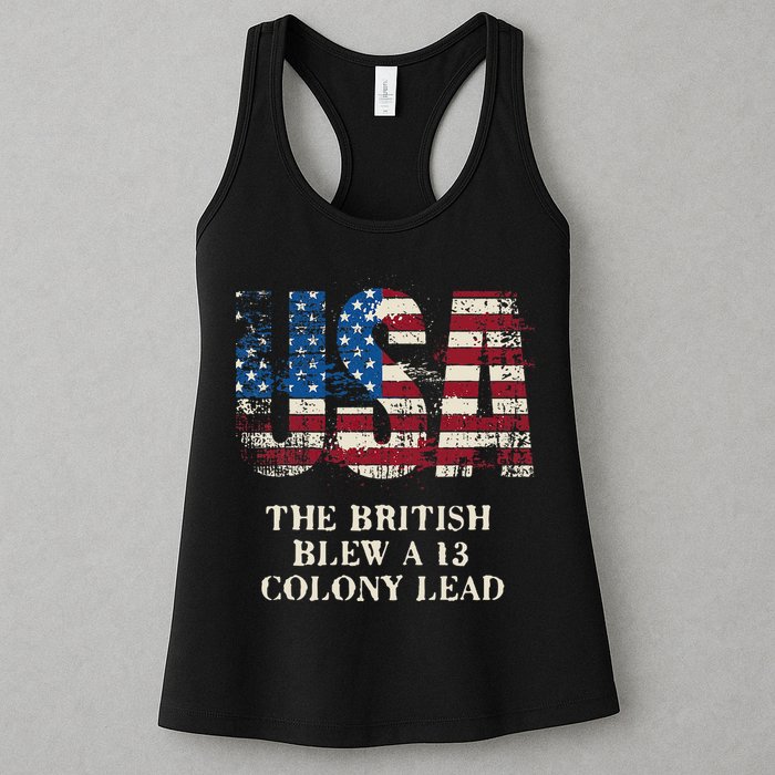 The British Blew A 13 Colony Lead Funny 4th Of July Womens Tank Top