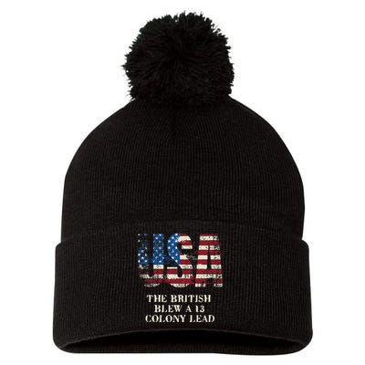 The British Blew A 13 Colony Lead Funny 4th Of July Pom Pom 12in Knit Beanie