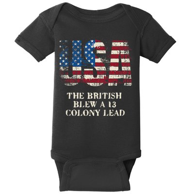 The British Blew A 13 Colony Lead Funny 4th Of July Baby Bodysuit