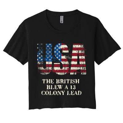 The British Blew A 13 Colony Lead Funny 4th Of July Crop Top