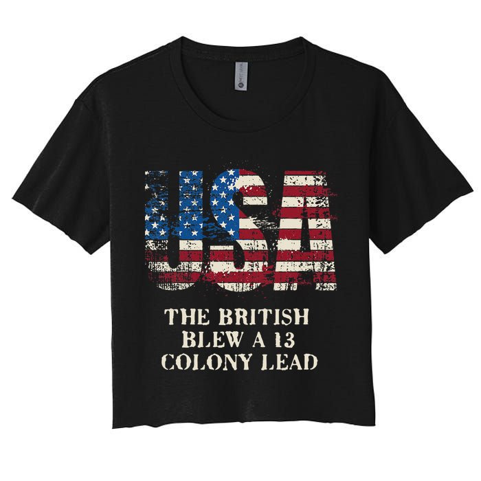 The British Blew A 13 Colony Lead Funny 4th Of July Crop Top