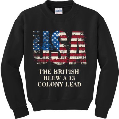 The British Blew A 13 Colony Lead Funny 4th Of July Kids Sweatshirt