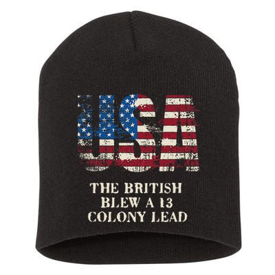 The British Blew A 13 Colony Lead Funny 4th Of July Short Acrylic Beanie