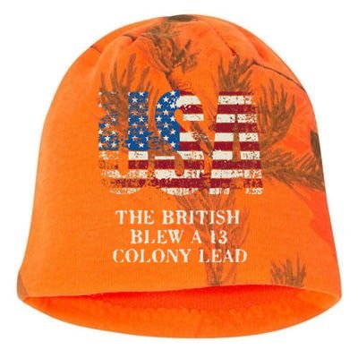 The British Blew A 13 Colony Lead Funny 4th Of July Kati - Camo Knit Beanie