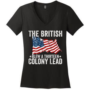 The British Blew A Thirteen Colony Lead Women's V-Neck T-Shirt