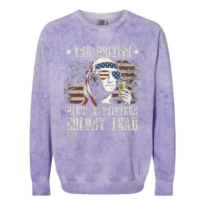 The British Blew A 13 Colony Lead George Washington 4th Of July Colorblast Crewneck Sweatshirt