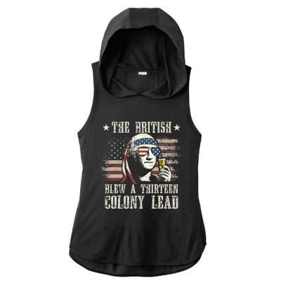 The British Blew A 13 Colony Lead George Washington 4th Of July Ladies PosiCharge Tri-Blend Wicking Draft Hoodie Tank