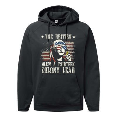 The British Blew A 13 Colony Lead George Washington 4th Of July Performance Fleece Hoodie