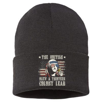 The British Blew A 13 Colony Lead George Washington 4th Of July Sustainable Knit Beanie