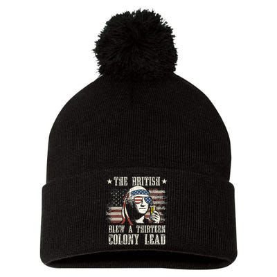 The British Blew A 13 Colony Lead George Washington 4th Of July Pom Pom 12in Knit Beanie