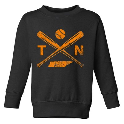 Tennessee Baseball Bats & Ball Classic Baseball Player Toddler Sweatshirt