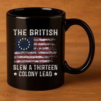 The British Blew A 13 Colony Lead 11oz C Handle Ceramic Mug