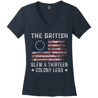 The British Blew A 13 Colony Lead Women's V-Neck T-Shirt