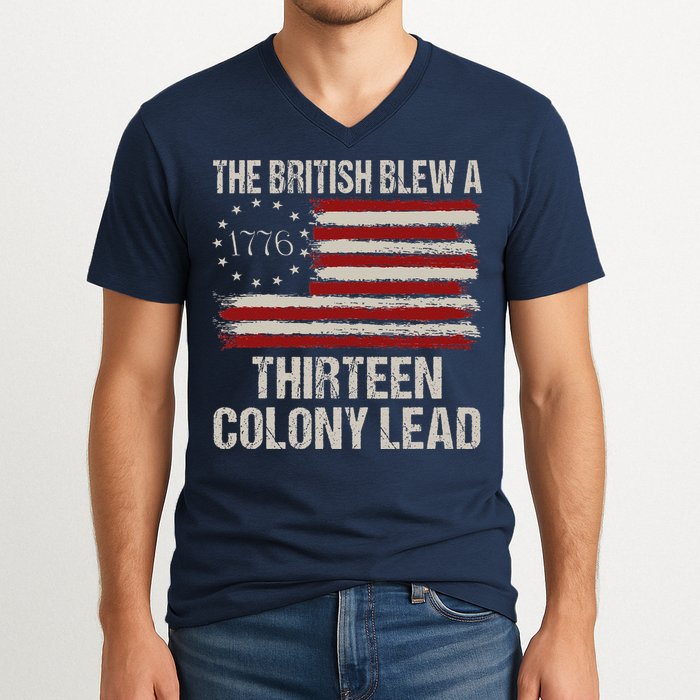 The British Blew A 13 Colony Lead Funny 4th Of July Funny V-Neck T-Shirt