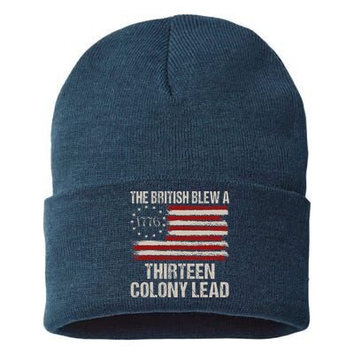 The British Blew A 13 Colony Lead Funny 4th Of July Funny Sustainable Knit Beanie