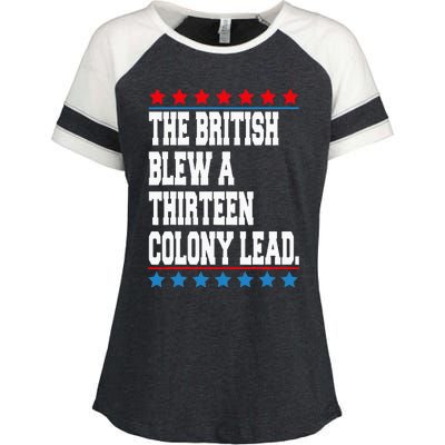 The British Blew A Thirteen Colony Lead 4th Of July Enza Ladies Jersey Colorblock Tee