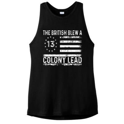 The British Blew A Thirteen Colony Lead Funny 4th Of July Ladies PosiCharge Tri-Blend Wicking Tank