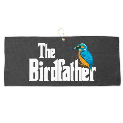 The Birdfather Bird Watching Funny Meme Birder Daddy Large Microfiber Waffle Golf Towel