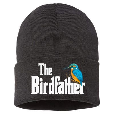 The Birdfather Bird Watching Funny Meme Birder Daddy Sustainable Knit Beanie