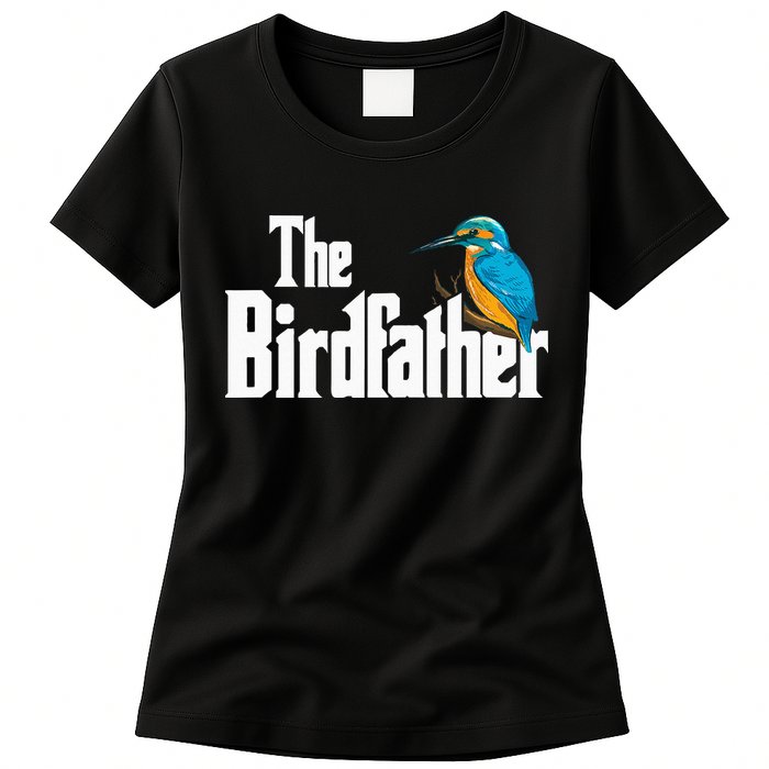 The Birdfather Bird Watching Funny Meme Birder Daddy Womens T-Shirt