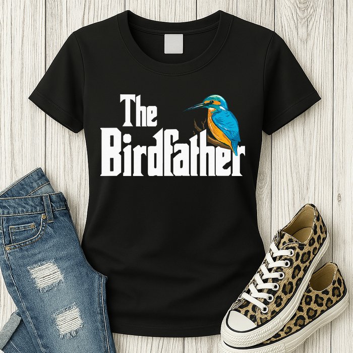 The Birdfather Bird Watching Funny Meme Birder Daddy Womens T-Shirt