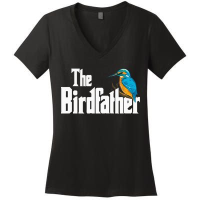 The Birdfather Bird Watching Funny Meme Birder Daddy Women's V-Neck T-Shirt
