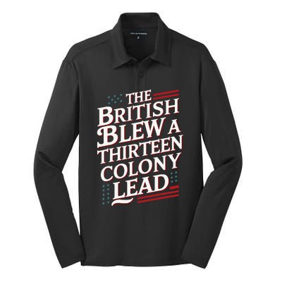 The British Blew A Thirteen Colony Lead Usa American Flag Silk Touch Performance Long Sleeve Polo