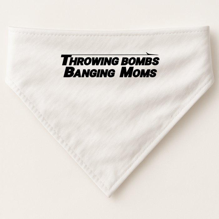 Throwing Bombs Banging Moms Funny Football USA-Made Doggie Bandana