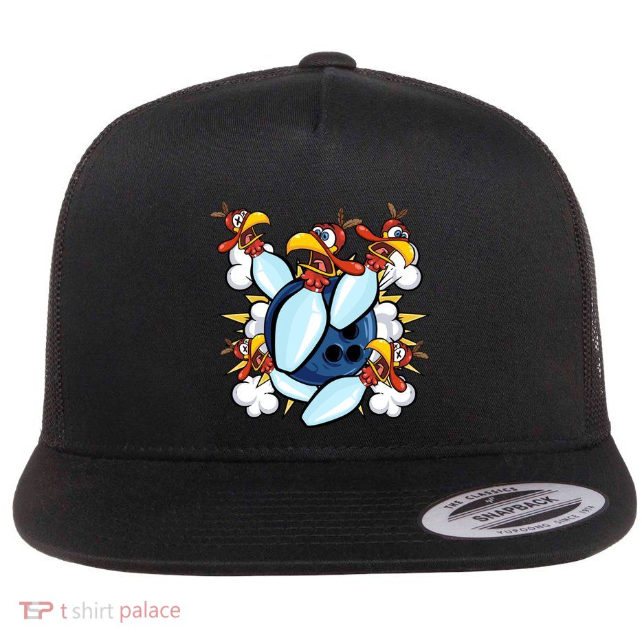 Thanksgiving Bowl Bowler Strike Pin Sport Turkey Bowling Gift Flat Bill Trucker Hat