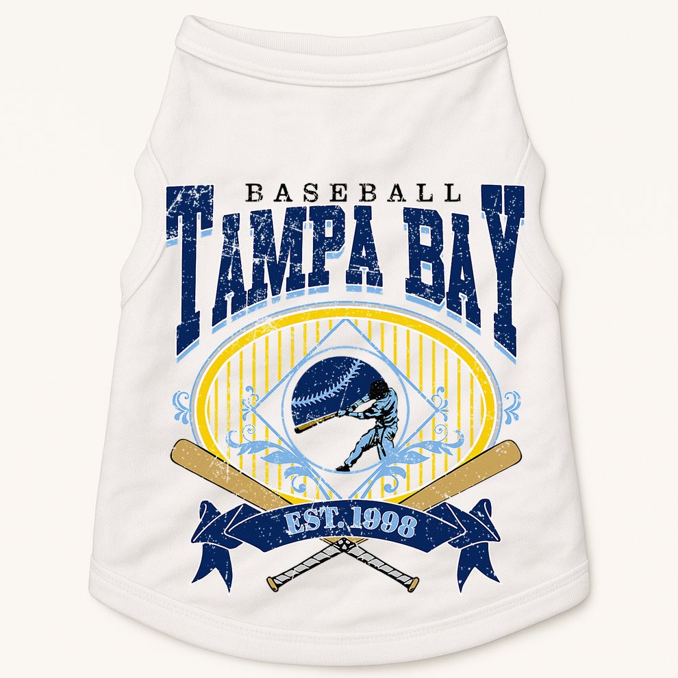 Tampa Bay Baseball Vintage Baseball Lover Doggie Tank
