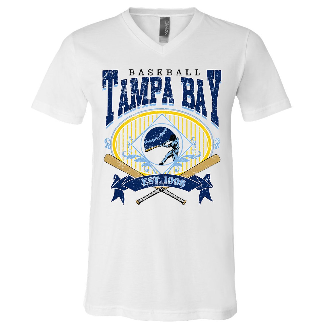 Tampa Bay Baseball Vintage Baseball Lover V-Neck T-Shirt
