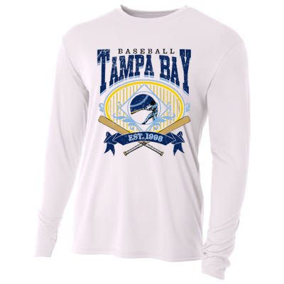 Tampa Bay Baseball Vintage Baseball Lover Cooling Performance Long Sleeve Crew