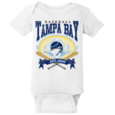 Tampa Bay Baseball Vintage Baseball Lover Baby Bodysuit