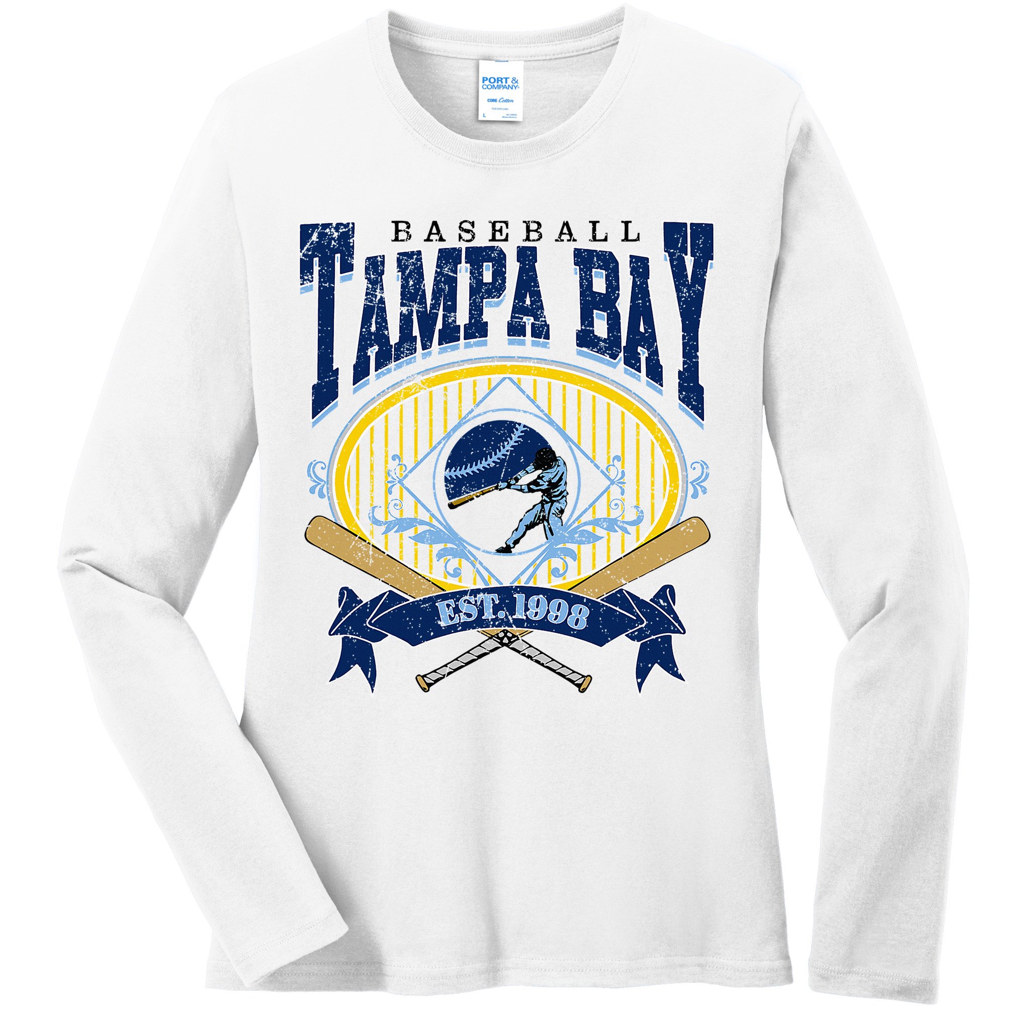 Tampa Bay Baseball Vintage Baseball Lover Ladies Long Sleeve Shirt