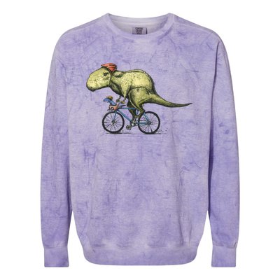 Trex Bikers Bicycle Riding Dinosaur Design Colorblast Crewneck Sweatshirt