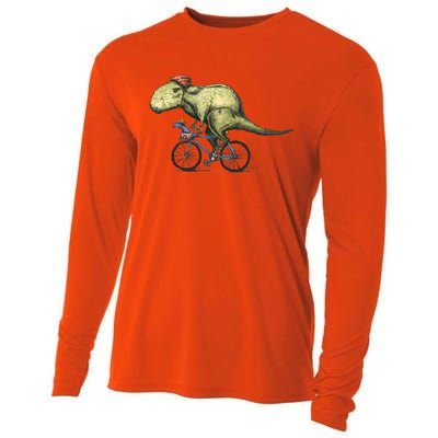 Trex Bikers Bicycle Riding Dinosaur Design Cooling Performance Long Sleeve Crew