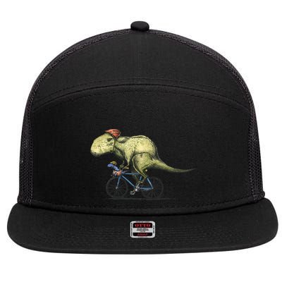 Trex Bikers Bicycle Riding Dinosaur Design 7 Panel Mesh Trucker Snapback Hat