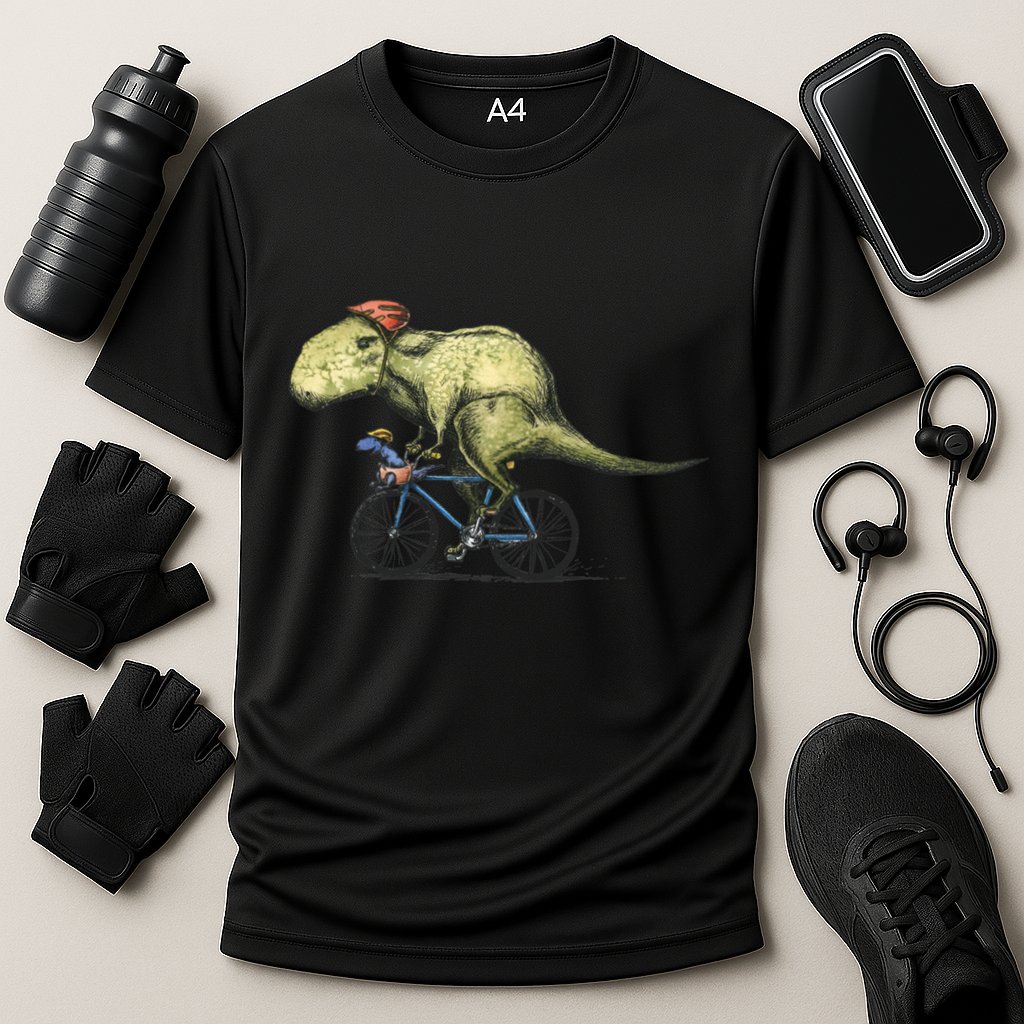 Trex Bikers Bicycle Riding Dinosaur Design Performance Shirt