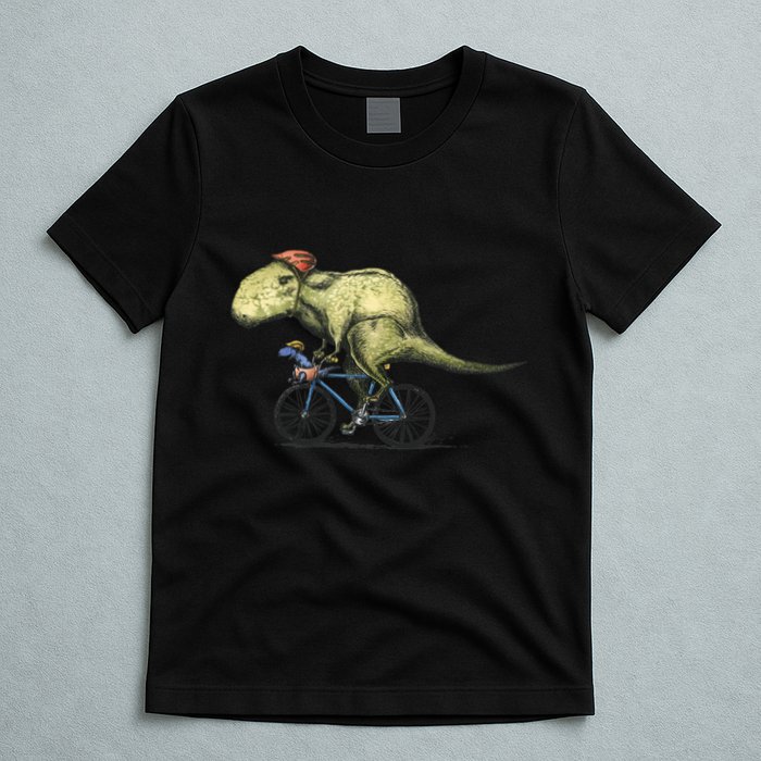 Trex Bikers Bicycle Riding Dinosaur Design T-Shirt