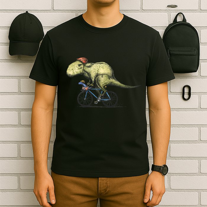Trex Bikers Bicycle Riding Dinosaur Design T-Shirt