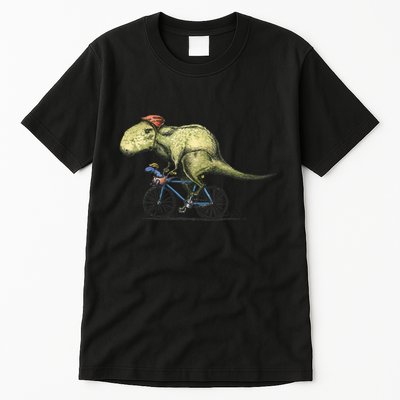 Trex Bikers Bicycle Riding Dinosaur Design Tall T-Shirt