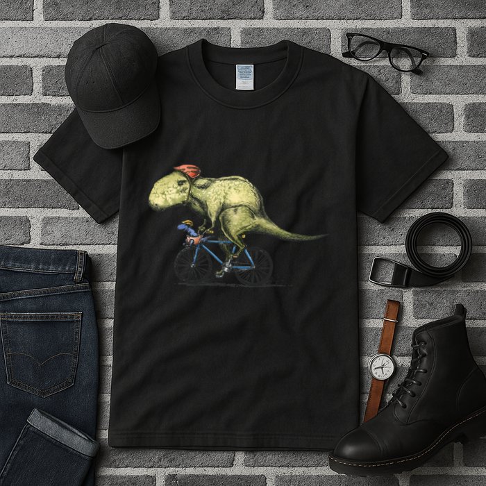 Trex Bikers Bicycle Riding Dinosaur Design Tall T-Shirt
