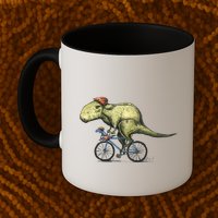 Trex Bikers Bicycle Riding Dinosaur Design Mug