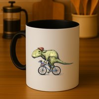 Trex Bikers Bicycle Riding Dinosaur Design Mug