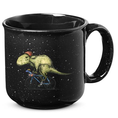 Trex Bikers Bicycle Riding Dinosaur Design 15oz Campfire Ceramic Mug